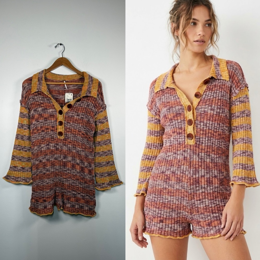 Free PeopleWendy Ribbed Knit Sweater Romper‎ Boho